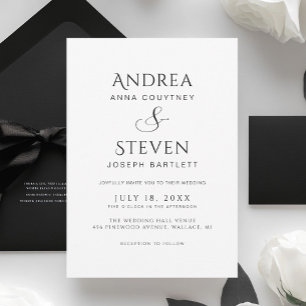 Simple Classy Black and White Wedding Invitation
