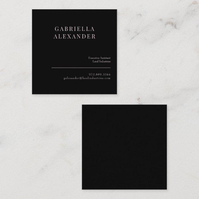 Simple Classy Black & Pink Square Business Card (Front/Back)
