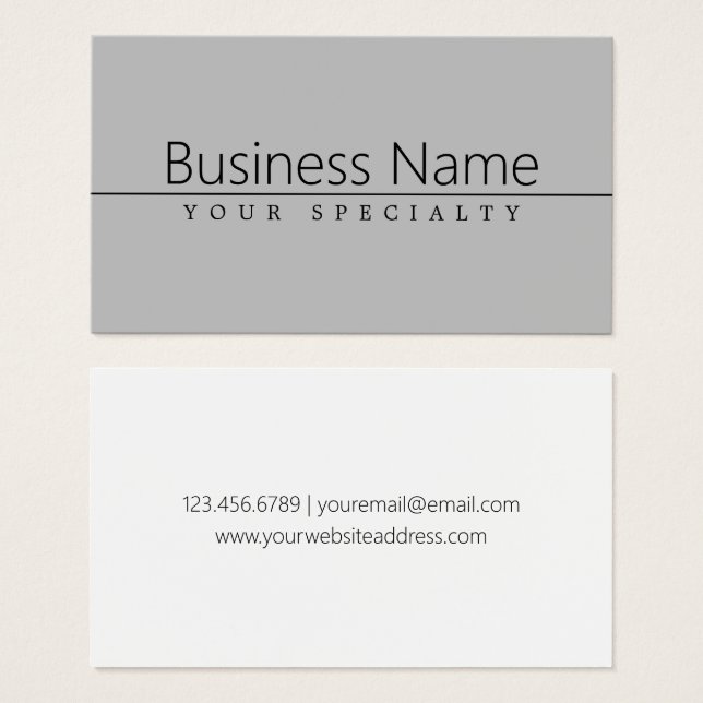 Simple Classy Black Text on Grey (Front & Back)