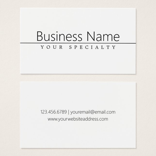 Simple Classy Black Text on White (Front & Back)