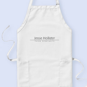 Simple Classy Black Text on White Long Apron