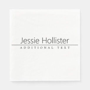 Simple Classy Black Text on White Napkin