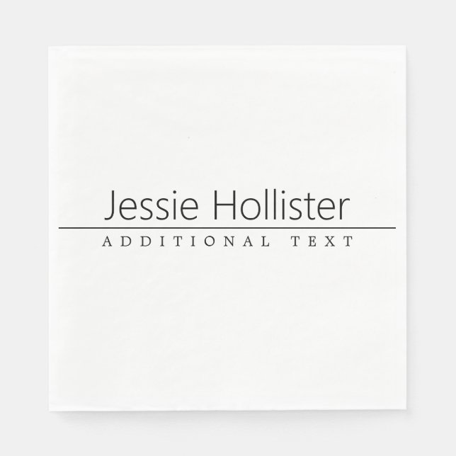 Simple Classy Black Text on White Napkin (Front)