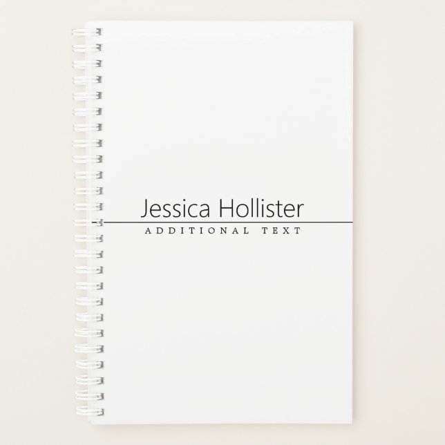 Simple Classy Black Text on White Planner (Front)