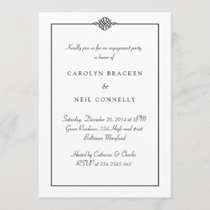 Simple Classy Black White Engagement Party Invitation