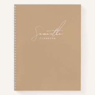 Simple Classy Boho Tan Handwritten Script Personal Notebook