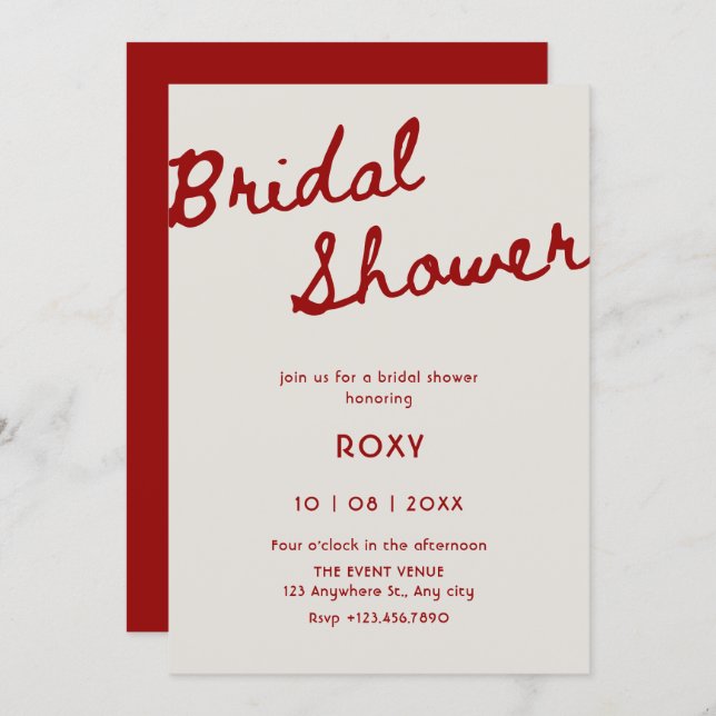 Simple classy bridal shower  invitation (Front/Back)