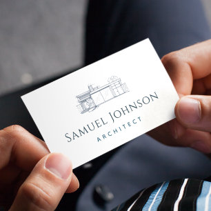 Simple Classy Drawn Home House Building Architect Business Card