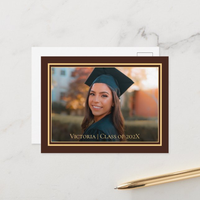 Simple Classy Graduation Announcement Postcard (Front/Back In Situ)