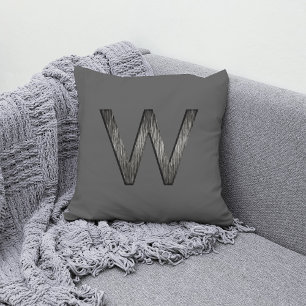   Simple & Classy Grey Black Personalised Monogram Cushion