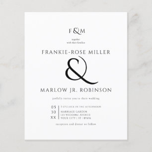 Simple & Classy Monogram Budget Wedding Invitation