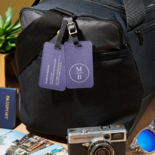 Simple Classy Periwinkle Blue Purple Leather Look Luggage Tag