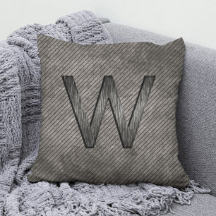  Simple Classy Personalised Monogram Charcoal Grey Cushion