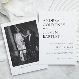 Simple Classy Photo Black and White Wedding Invitation