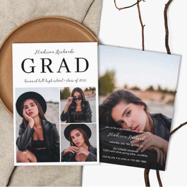 Simple Classy Photo Collage Graduation  Invitation (Creator Uploaded)