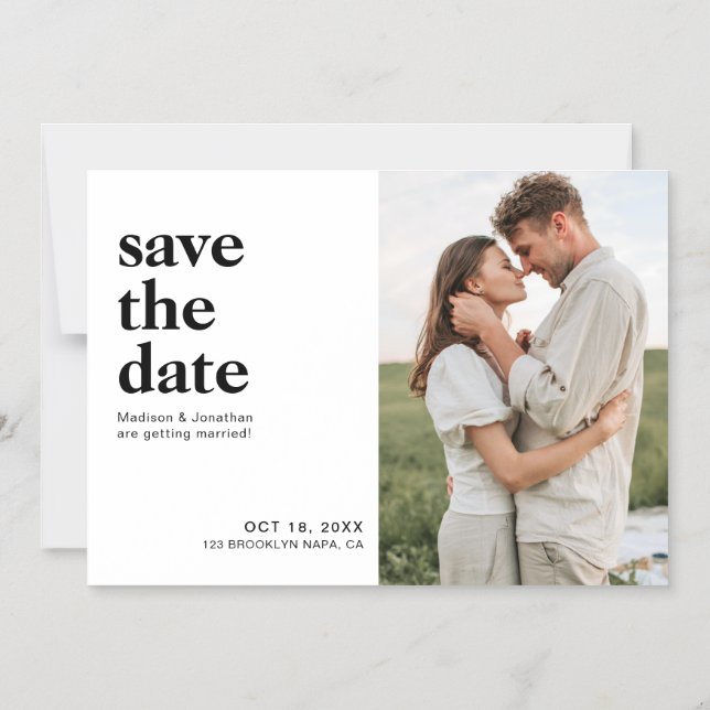 Simple Classy Photo Wedding Save The Date Magnetic Invitation (Front)