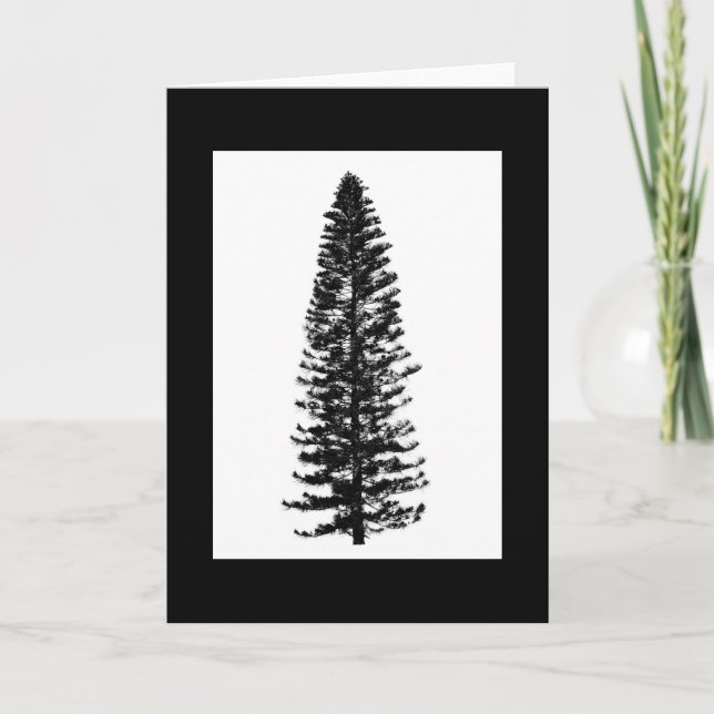 Simple Classy Pine Tree Black & White Note Card (Front)