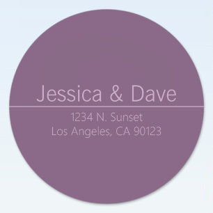 Simple Classy Purple Wedding Return Address Classic Round Sticker