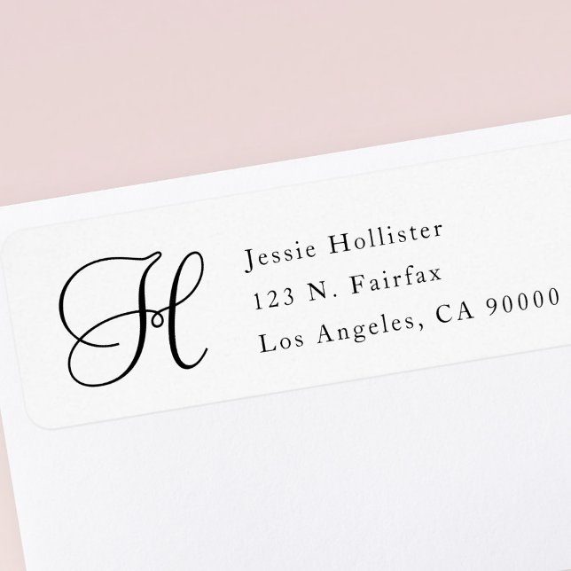 Simple Classy Return Address w/Monogram | b&w Label (Creator Uploaded)