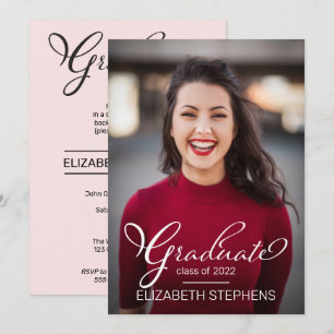 Simple Classy Script Graduate Photo Grad Party Ann Announcement