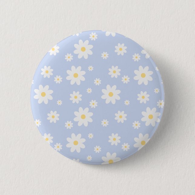 Simple Classy White Daisy Floral 6 Cm Round Badge (Front)