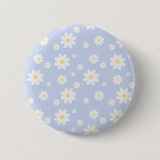 Simple Classy White Daisy Floral 6 Cm Round Badge