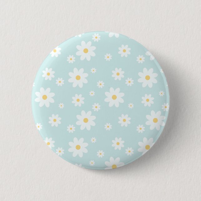 Simple Classy White Daisy Floral 6 Cm Round Badge (Front)