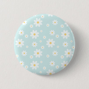 Simple Classy White Daisy Floral 6 Cm Round Badge