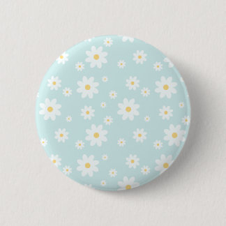 Simple Classy White Daisy Floral 6 Cm Round Badge