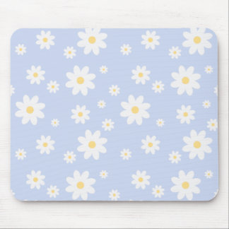 Simple Classy White Daisy Floral  Mouse Pad