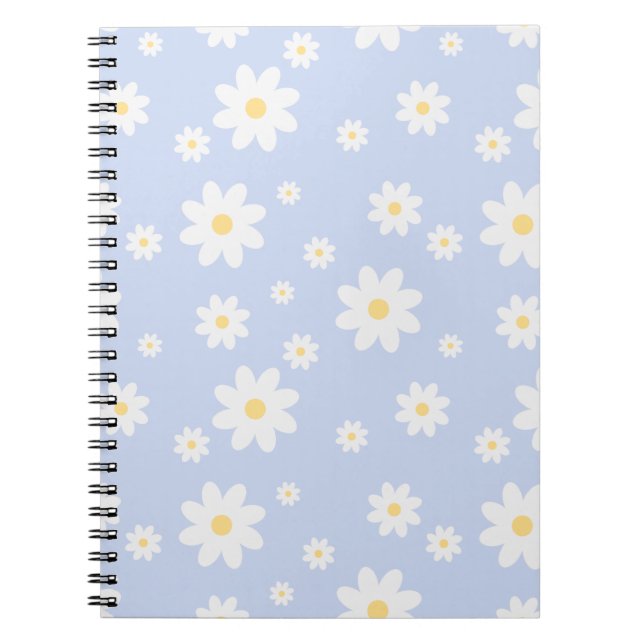 Simple Classy White Daisy Floral Notebook (Front)