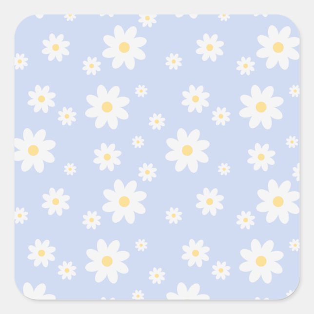Simple Classy White Daisy Floral Square Sticker (Front)