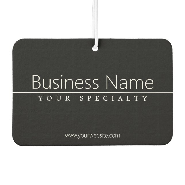 Simple Classy White Text on Black Car Air Freshener (Front)