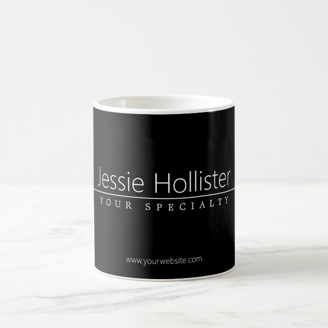 Simple Classy White Text on Black Coffee Mug (Center)