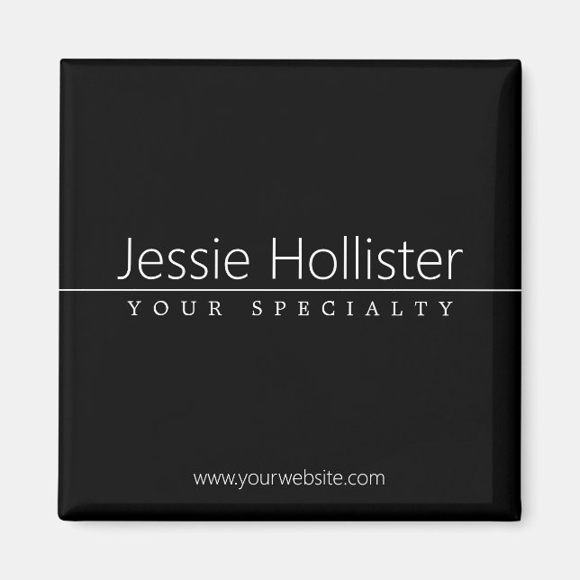 Simple Classy White Text on Black Magnet (Front)