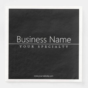 Simple Classy White Text on Black Napkin