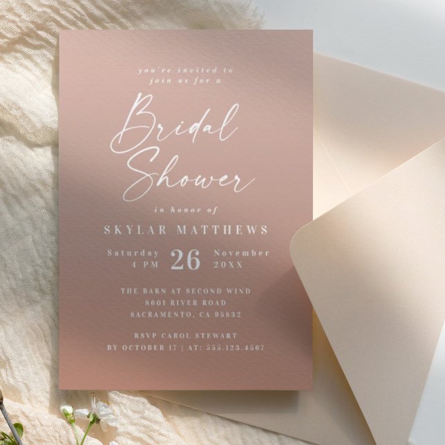 Simple Clay Terracotta & Blush Ombre Bridal Shower Invitation (Creator Uploaded)