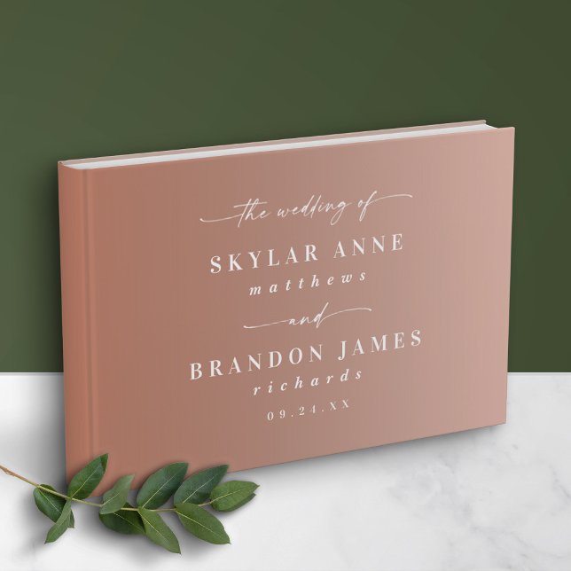 Simple Clay Terracotta & Blush Ombre Wedding Guest Book (Creator Uploaded)