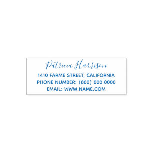 simple & clean address information blue (optional) self-inking stamp