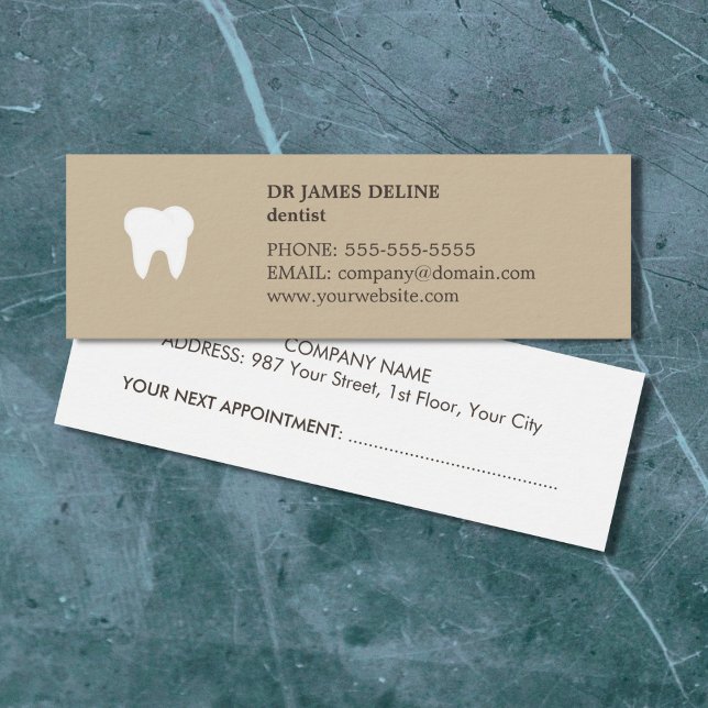 Simple Clean Beige White Dentist Appointment Card (Creator Uploaded)