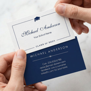 Simple Clean Black and White Graduation Name Card