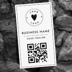 Simple & Clean Black and White QR Code Logo Social Business Card