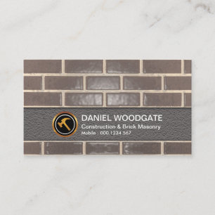 Simple Clean Brick Wall Masonry Construction Business Card