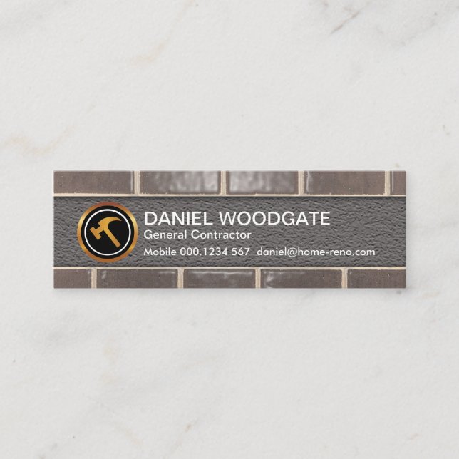 Simple Clean Brick Wall Masonry Construction Mini Business Card (Front)
