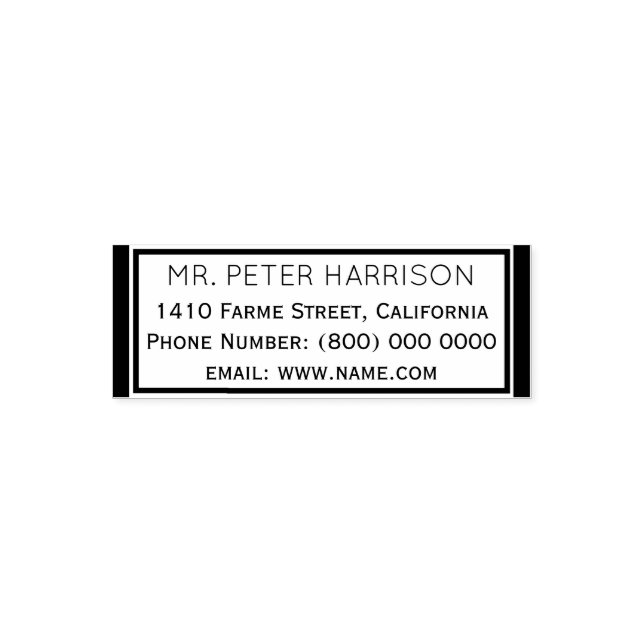 simple & clean classic address information box self-inking stamp (Design)