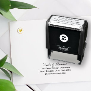 Simple & Clean Couple's Address Information Self-inking Stamp
