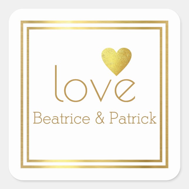 simple clean elegant love wedding square sticker (Front)
