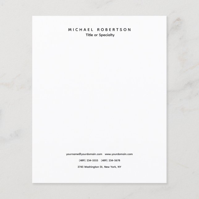 Simple Clean Elegant Modern Minimalist Black White Flyer (Front)