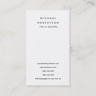 Simple Clean Elegant Modern Minimalist White Grey Business Card