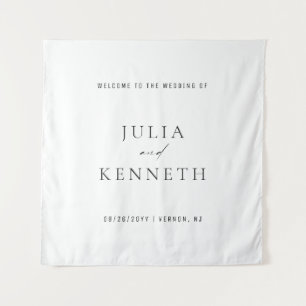 Simple Clean Elegant Wedding Welcome Sign Tapestry